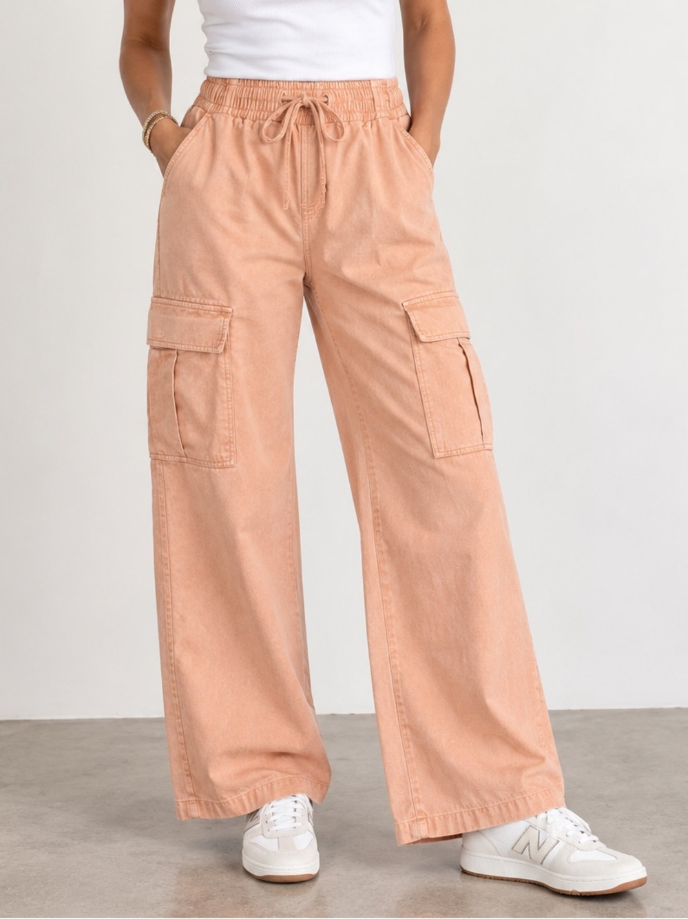 Urban Outfitters Peach Wide Leg High Waist Cargo Pants